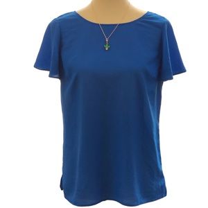 Talbot's Petite Blue Top with Criss Cross Back